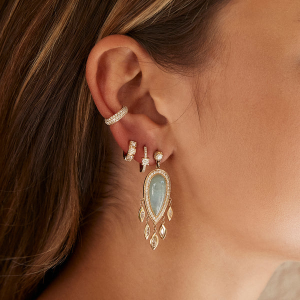Jacquie Aiche Pave Aquamarine Teardrop + Marquise Diamond Shakers Drop Earrings