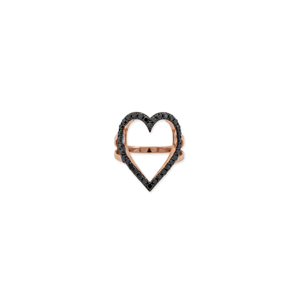jacquie aiche Pave Black Diamond Outline Heart Ring