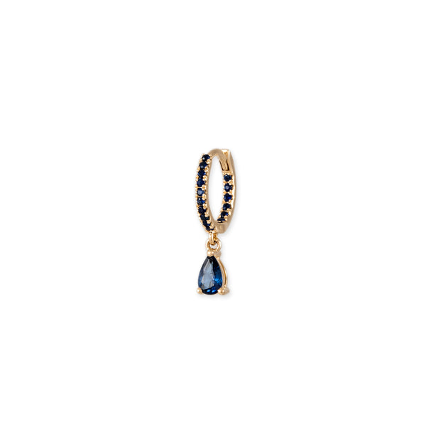 jacquie aiche PAVE BLUE SAPPHIRE + BLUE SAPPHIRE TEARDROP MINI HOOP