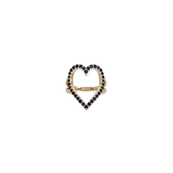 jacquie aiche Pave Blue Sapphire Outline Heart Ring