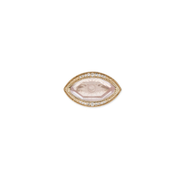 jacquie aiche Pave Carved Eye Burst Rose Quartz Marquise Ring