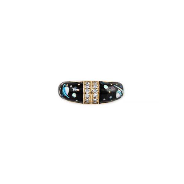 jacquie aiche Pave Center Galaxy Onyx + Opal Inlay Dome Ring