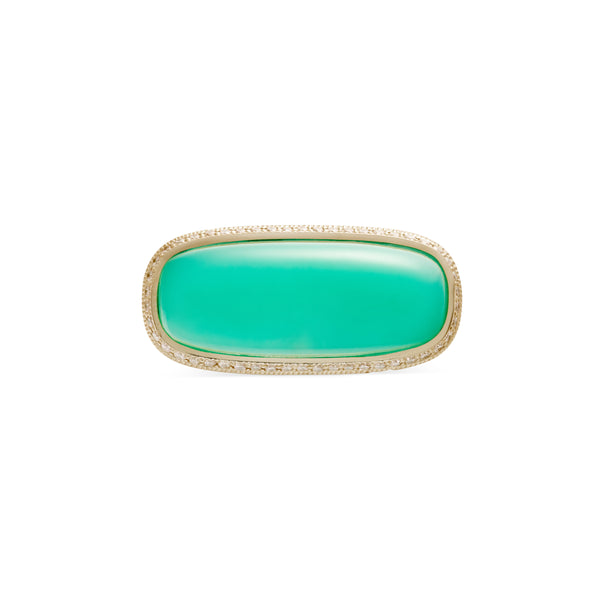Jacquie Aiche Pave Chrysoprase Rectangle Starburst Sides Ring