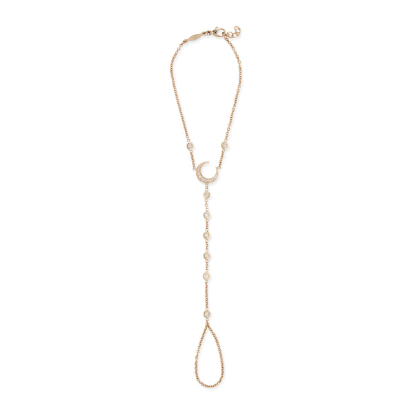 Jacquie Aiche Pave Crescent Moon + Diamond Finger Bracelet