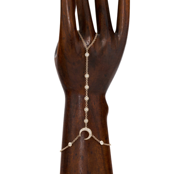jacquie aiche Pave Crescent Moon + Diamond Finger Bracelet