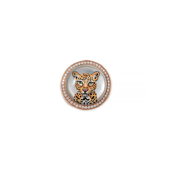 jacquie aiche Pave Diamond Cub Mother of Pearl Signet Ring