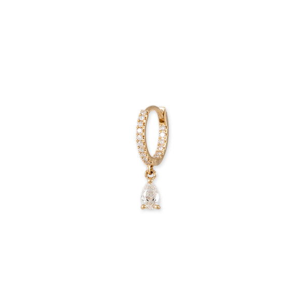 jacquie aiche PAVE DIAMOND + DIAMOND TEARDROP MINI HOOP