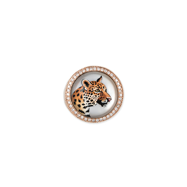 jacquie aiche Pave Diamond Leopard Mother of Pearl Signet Ring