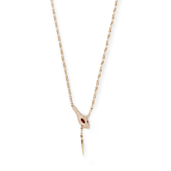 jacquie aiche Pave Diamond + Marquise Ruby Snake Short Y Necklace