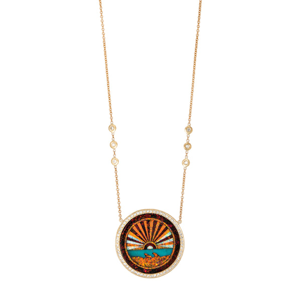 jacquie aiche Pavé Diamond Orange Sunshine Inlay Necklace
