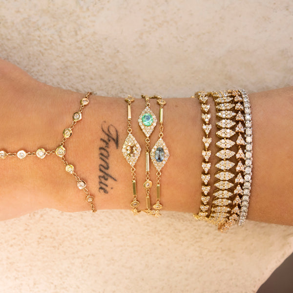 Jacquie Aiche Pave Emerald Center Eye Diamond Smooth Bar Bracelet