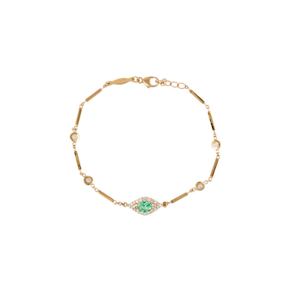 jacquie aiche Pave Emerald Center Eye Diamond Smooth Bar Bracelet