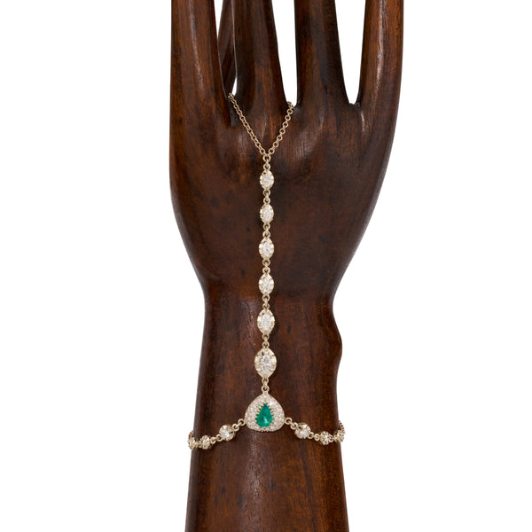 jacquie aiche Pave Emerald Heart Center + Marquise and Round Diamond Sophia Finger Bracelet