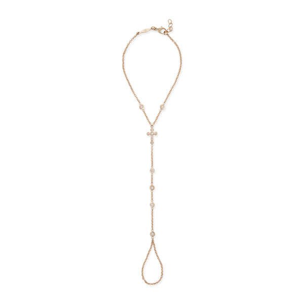 Jacquie Aiche Pave Gothic Cross + Diamond Finger Bracelet