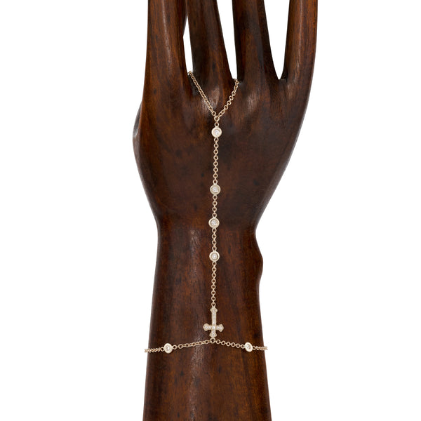 jacquie aiche Pave Gothic Cross + Diamond Finger Bracelet