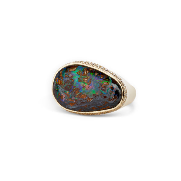 jacquie aiche Pave Horizontal Freeform Koroit Opal Ring