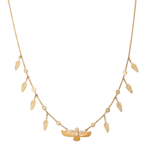 jacquie aiche Pavé Marquise Diamond Center Thunderbird + Feather Shaker Necklace