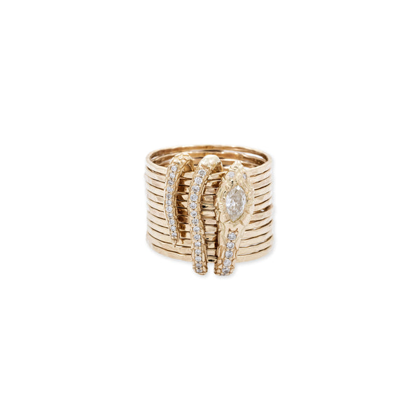 jacquie aiche Pave + Marquise Diamond Coiled Snake Multi Waif Ring