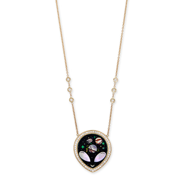 jacquie aiche Pavé Onyx + Pearl Alien Galaxy Inlay Necklace