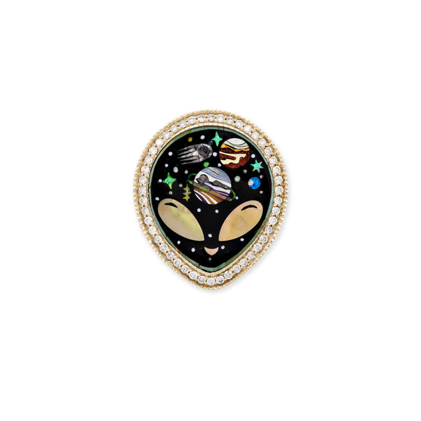 jacquie aiche Pave Onyx + Pearl Alien Galaxy Inlay Ring