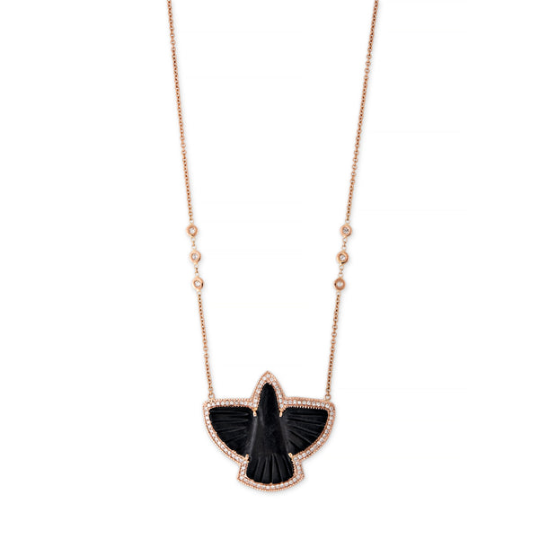 jacquie aiche Pave Onyx Thunderbird 6 Diamond Necklace