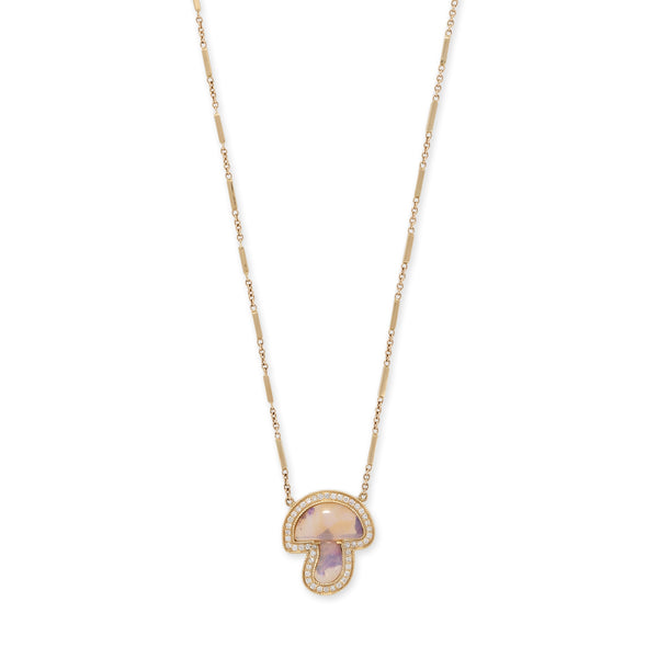 jacquie aiche PAVE OPAL MUSHROOM MINI SMOOTH BAR NECKLACE