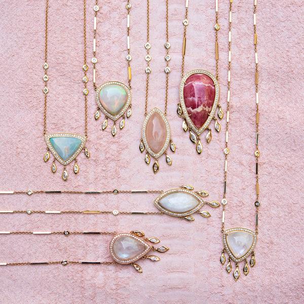 Jacquie Aiche PAVE OPAL TRILLION + 5 MARQUISE DIAMOND SHAKER NECKLACE