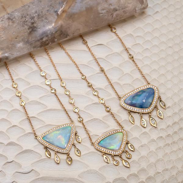 Jacquie Aiche PAVE OPAL TRILLION + MARQUISE + ROUND DIAMOND SHAKER NECKLACE