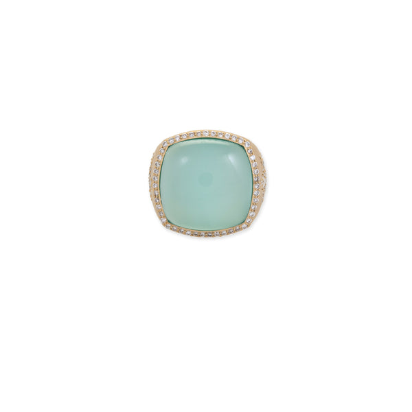 Jacquie Aiche Pave Paraiba Onyx Square + Pave Sweet Leaf Sides Ring