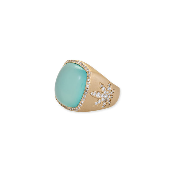 jacquie aiche Pave Paraiba Onyx Square + Pave Sweet Leaf Sides Ring