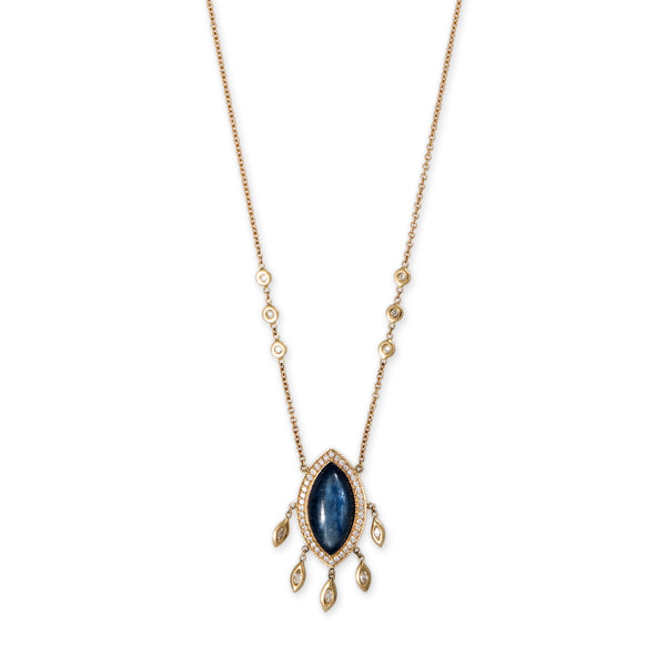 jacquie aiche PAVE PEACH KYANITE MARQUISE + MARQUISE DIAMOND SHAKER NECKLACE