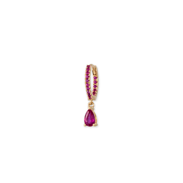 jacquie aiche PAVE PINK SAPPHIRE + PINK SAPPHIRE TEARDROP MINI HOOP