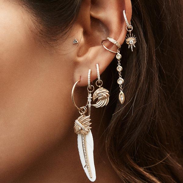 Jacquie Aiche PAVE ROUND + MARQUISE DIAMOND DROP EAR CUFF