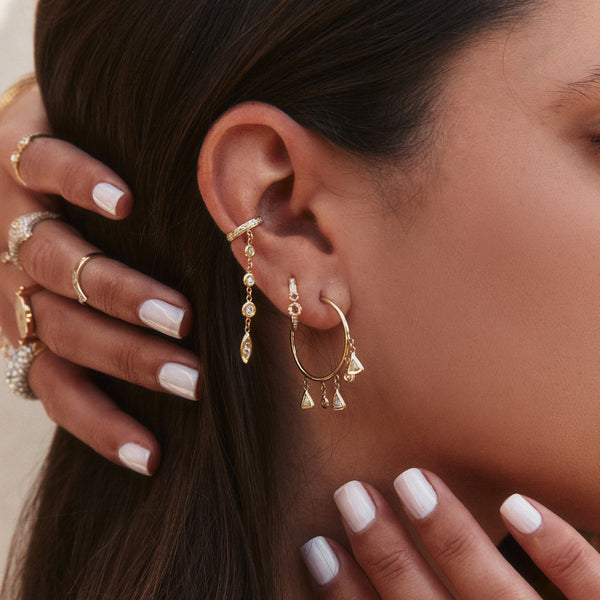 Jacquie Aiche PAVE ROUND + MARQUISE DIAMOND DROP EAR CUFF