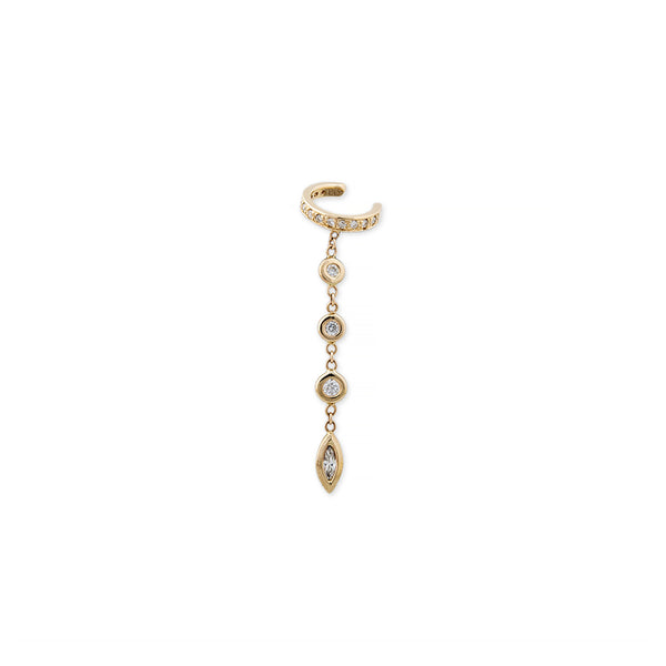 jacquie aiche PAVE ROUND + MARQUISE DIAMOND DROP EAR CUFF