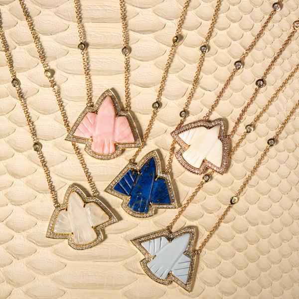 Jacquie Aiche Pave Small Lapis Thunderbird Necklace