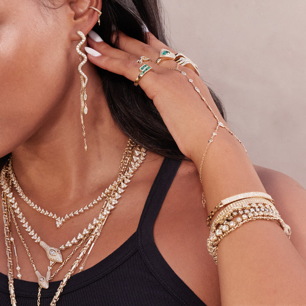 Jacquie Aiche Pave Snake + 7 Marquise Diamond Front Back Stud