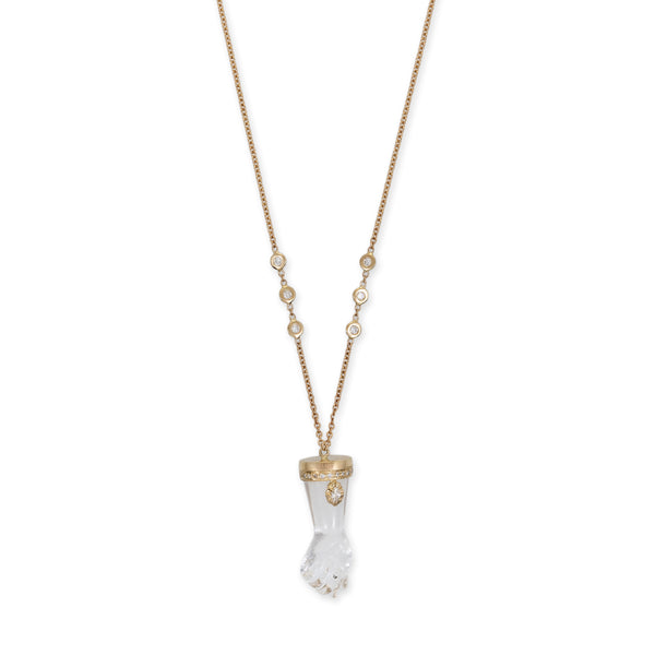 jacquie aiche PAVE SOPHIA DIAMOND CLEAR QUARTZ FIGA NECKLACE
