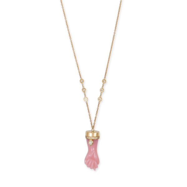jacquie aiche PAVE SOPHIA DIAMOND PINK OPAL FIGA NECKLACE