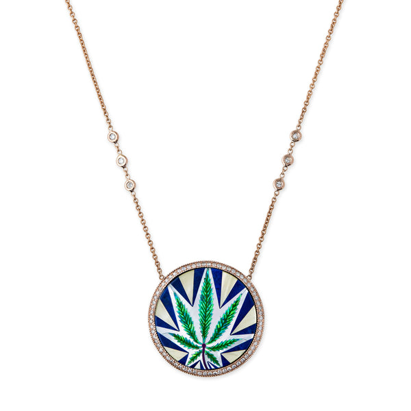 jacquie aiche Pavé Sweet Leaf Opal Inlay 6 Diamond Chain