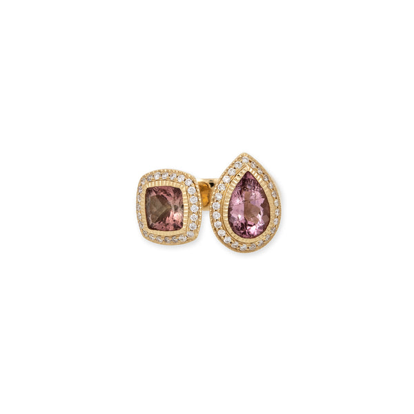 jacquie aiche Pave Teardrop + Square Pink Tourmaline Open Ring