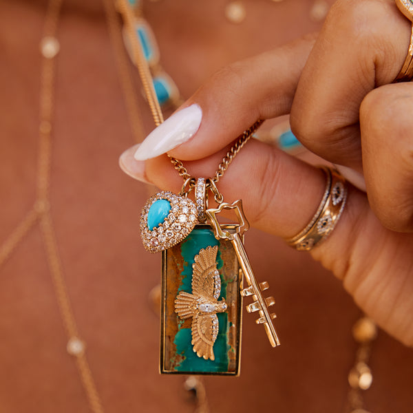 Jacquie Aiche Pave Turquoise Teardrop Puffy Heart Charm