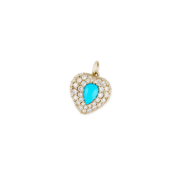 jacquie aiche Pave Turquoise Teardrop Puffy Heart Charm