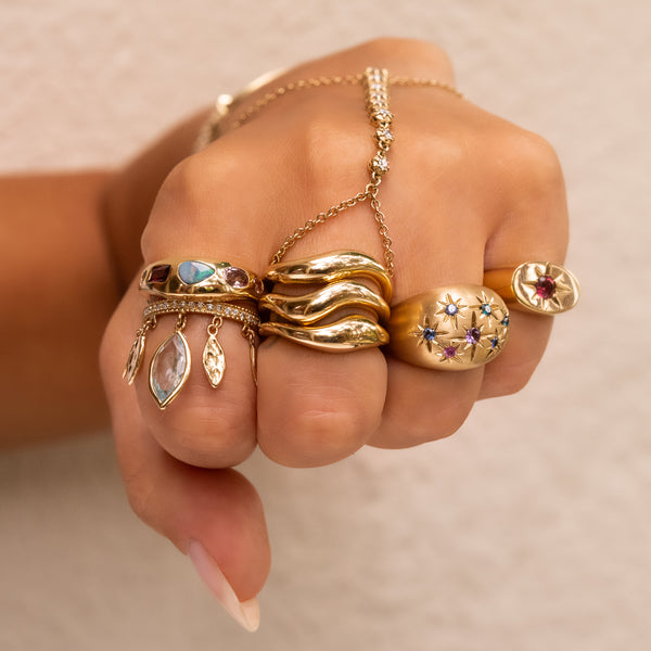 Jacquie Aiche Pink Sapphire Starburst Oval Signet Ring