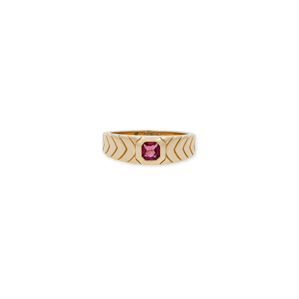 jacquie aiche Pink Tourmaline Asscher Center Chevron Sides Ring