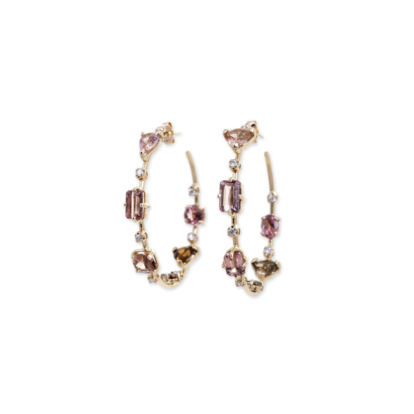 jacquie aiche Pink Tourmaline + Graduated Diamond Sophia Hoops