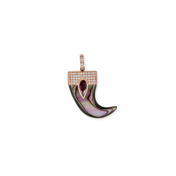 jacquie aiche Pink Tourmaline Teardrop Pave Cap Abalone Claw Charm