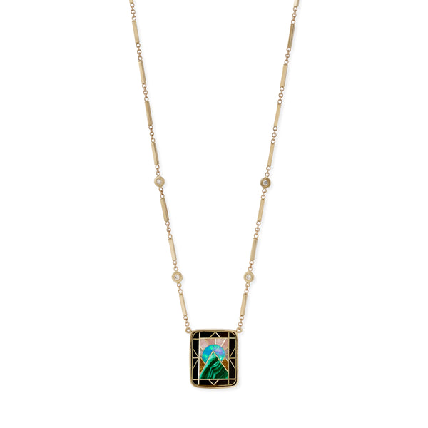 jacquie aiche Rectangle Pyramid Scenic Gemstone Inlay Necklace
