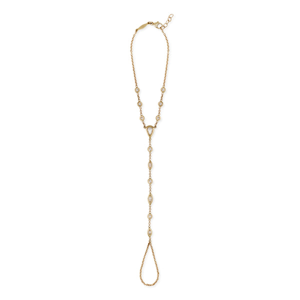 Jacquie Aiche Rose Cut Teardrop Diamond Center Round + Marquise Alternating Finger Bracelet