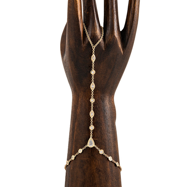 jacquie aiche Rose Cut Teardrop Diamond Center Round + Marquise Alternating Finger Bracelet